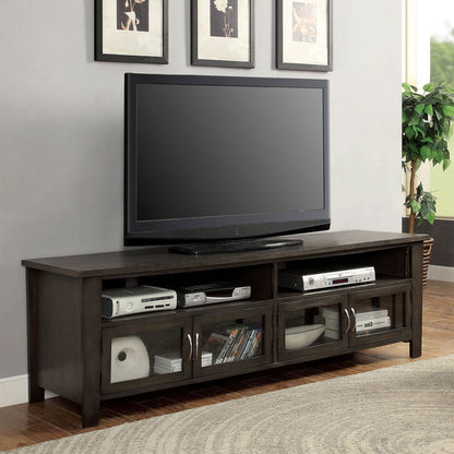 Gray TV Console Base - Dual Cabinet & Shelves for Living Room