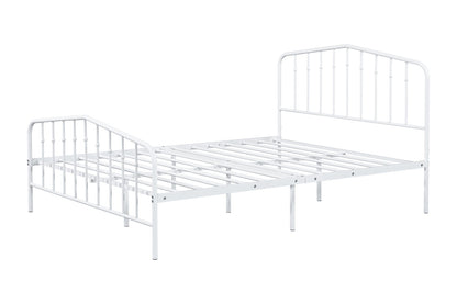 Contemporary Style Full Size Metal Bed Mattress Ready With Full Metal Structure White Finish