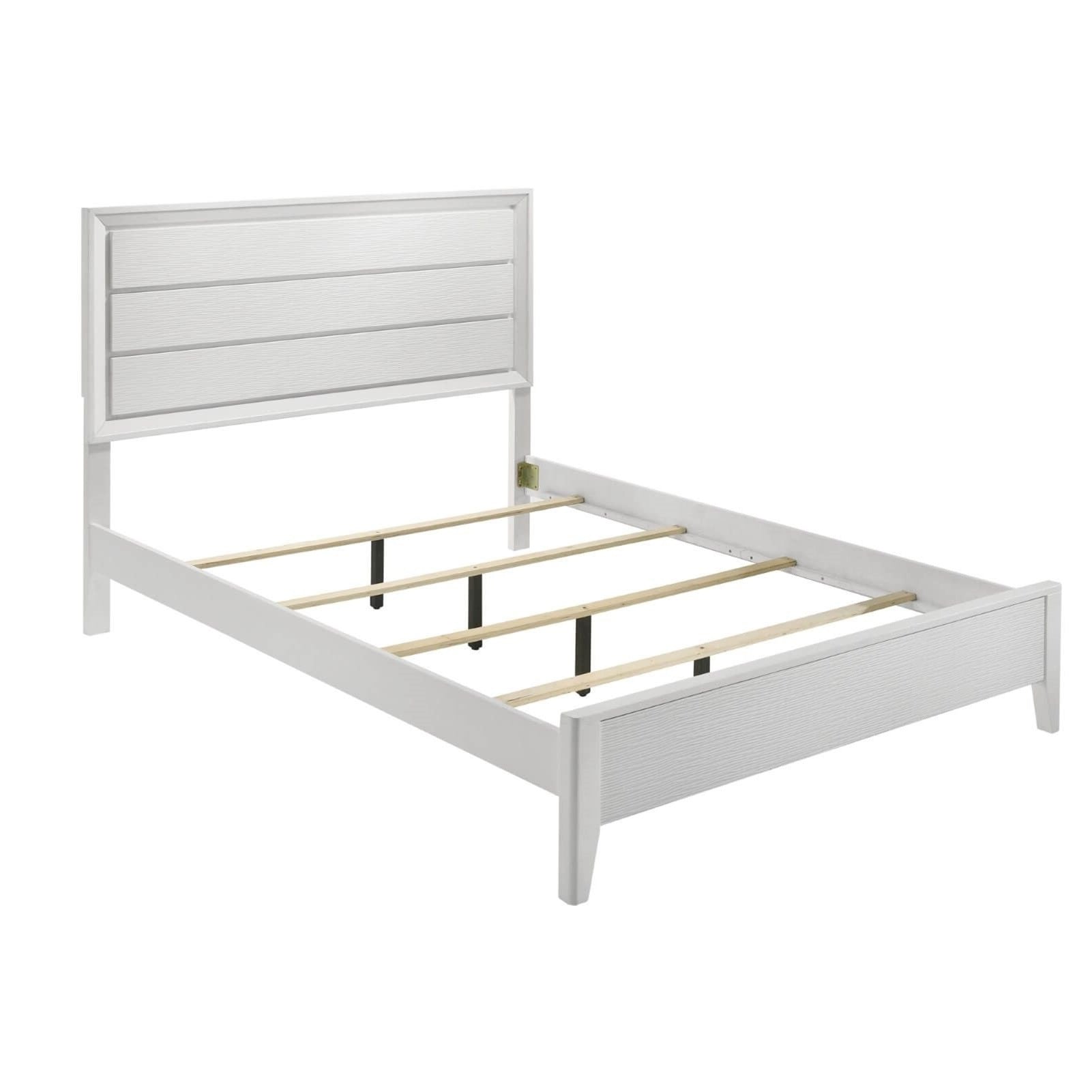 White Queen Bed Panel Headboard - Modern Bedroom Frame