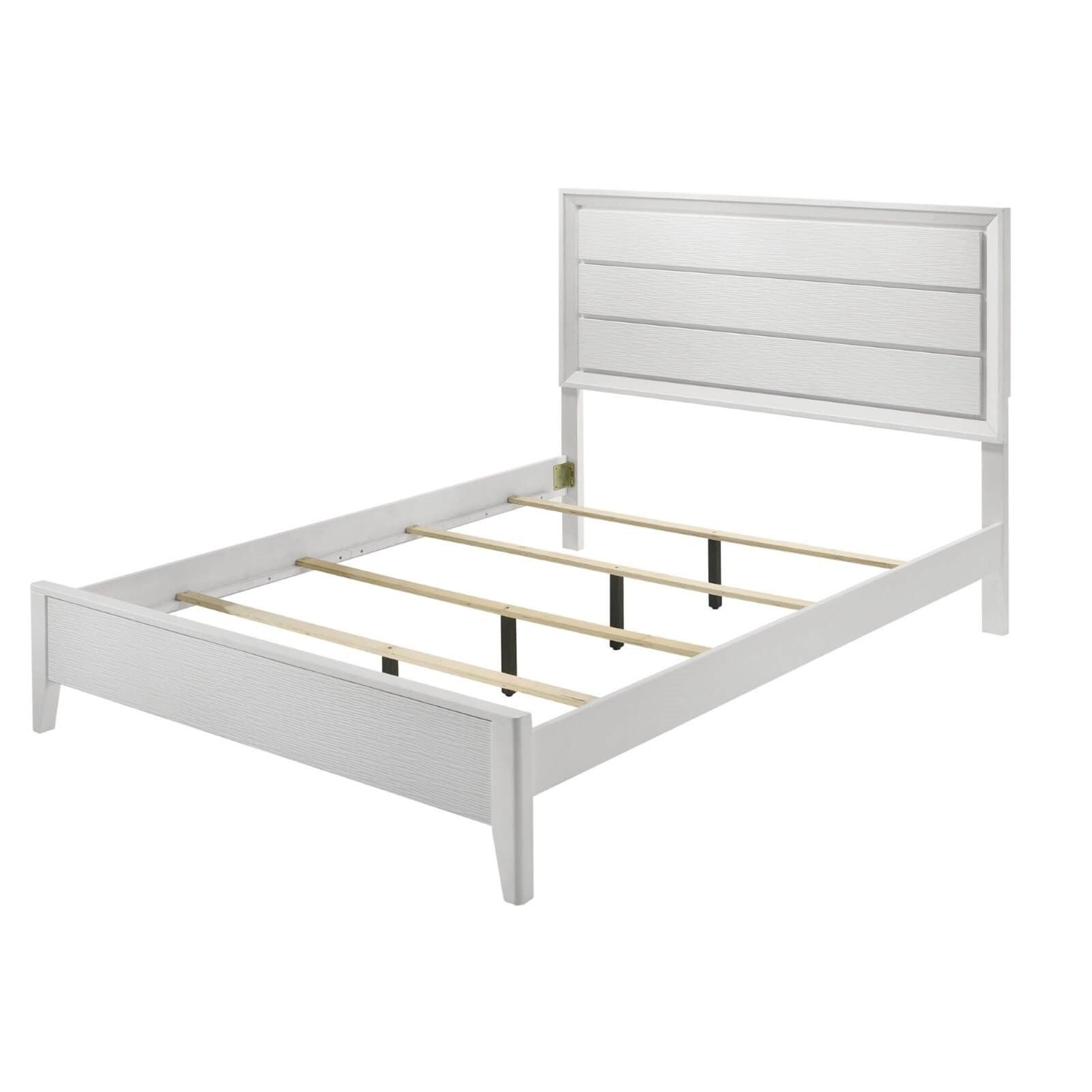 White Queen Bed Panel Headboard - Modern Bedroom Frame