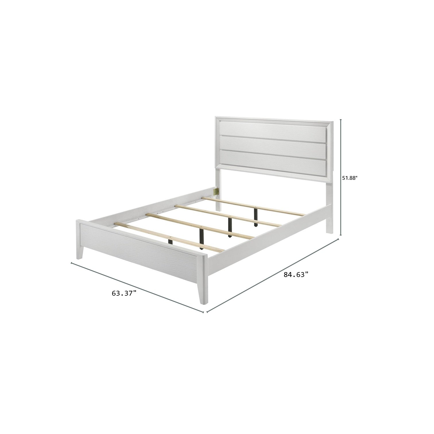 White Queen Bed Panel Headboard - Modern Bedroom Frame