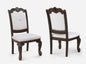 2pc Chairs Beautifully Detailed Frames Luxurious Upholstery Coffee Brown Solid Wood Dining Furniture
