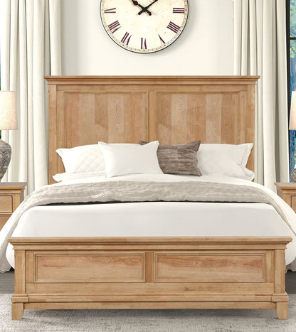 Queen Size Natural Oak Bed Frame Farmhouse Bedroom