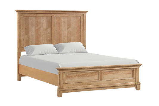 Bedroom Furniture Farmhouse Style 1pc Queen Size Bed Plank Headboard Natural Oak Finish Bedframe