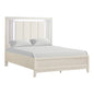 Contemporary 1pc King Size Bed LED Headboard Accent Fluted Design FB Bedroom Furniture Antique White