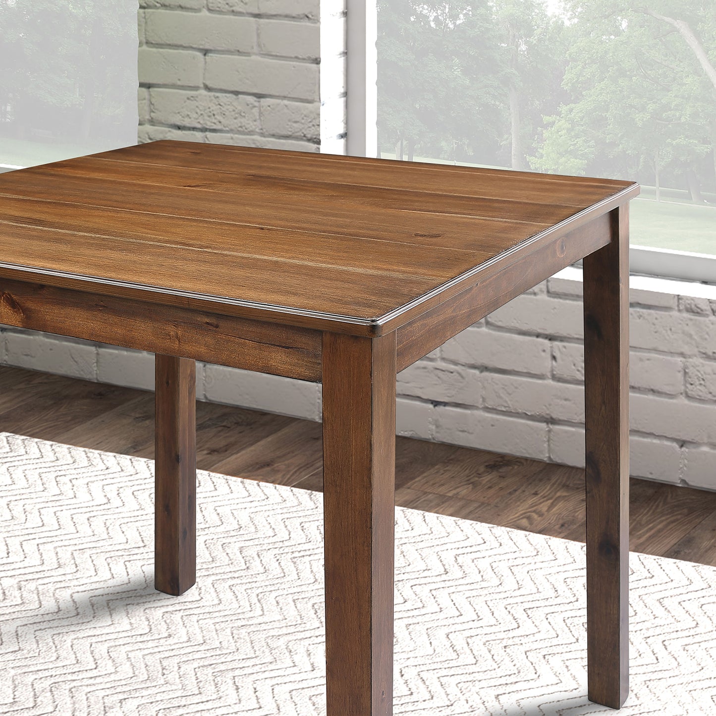 5pc Square Walnut Solid Wood Dining Table Set for Dining Room