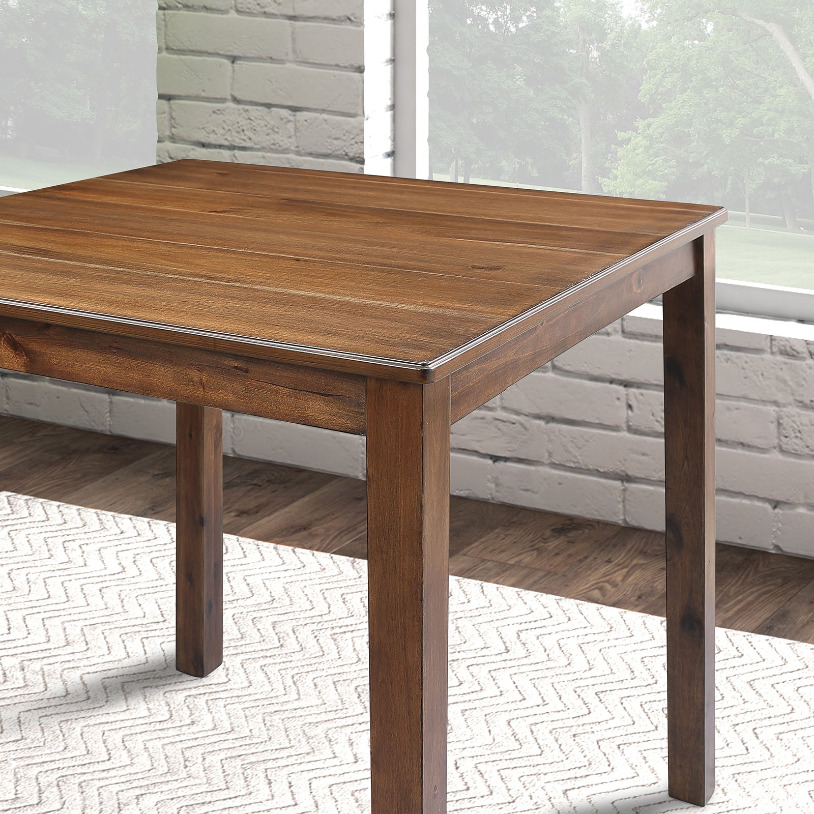 5pc Square Walnut Solid Wood Dining Table Set for Dining Room