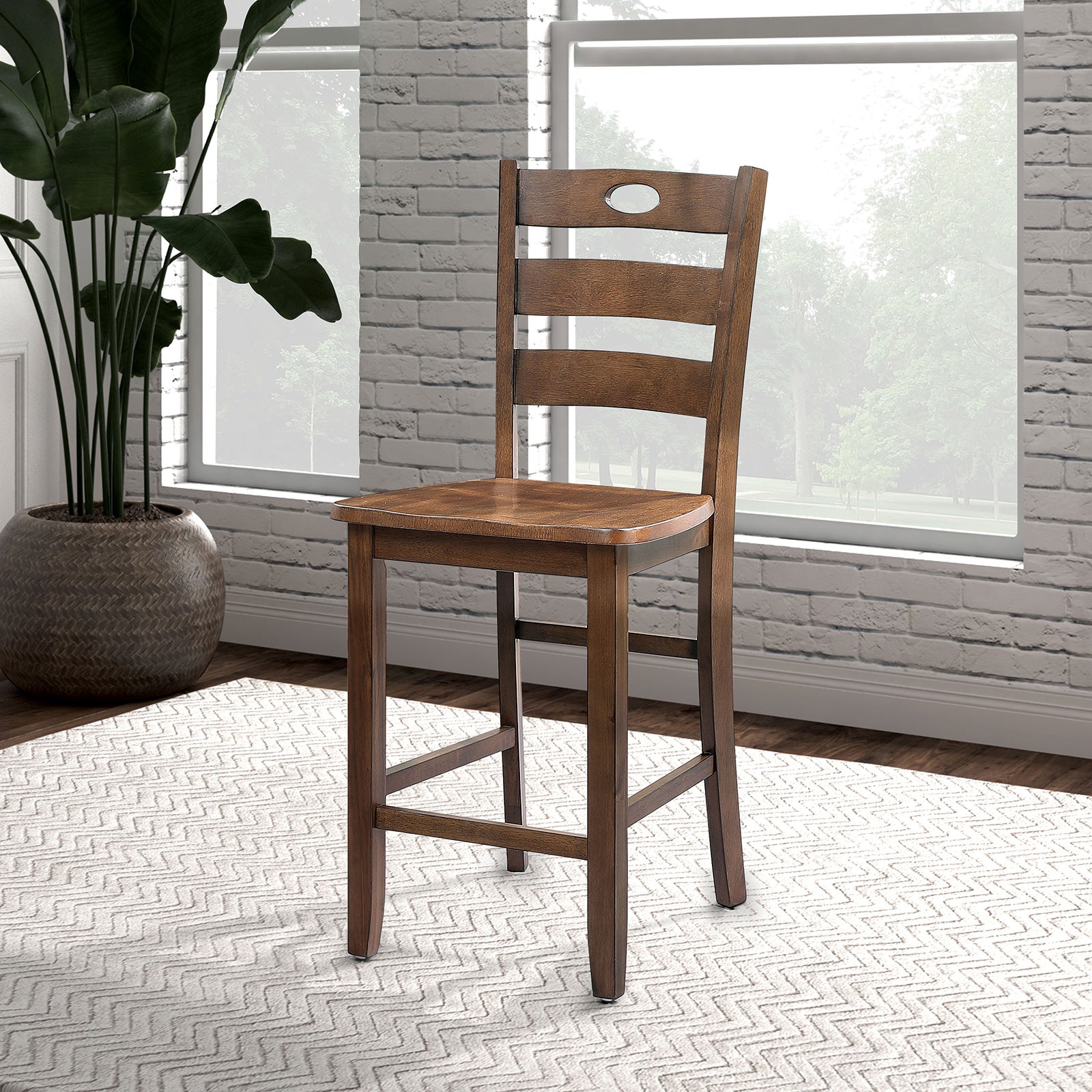 5pc Square Walnut Solid Wood Dining Table Set for Dining Room