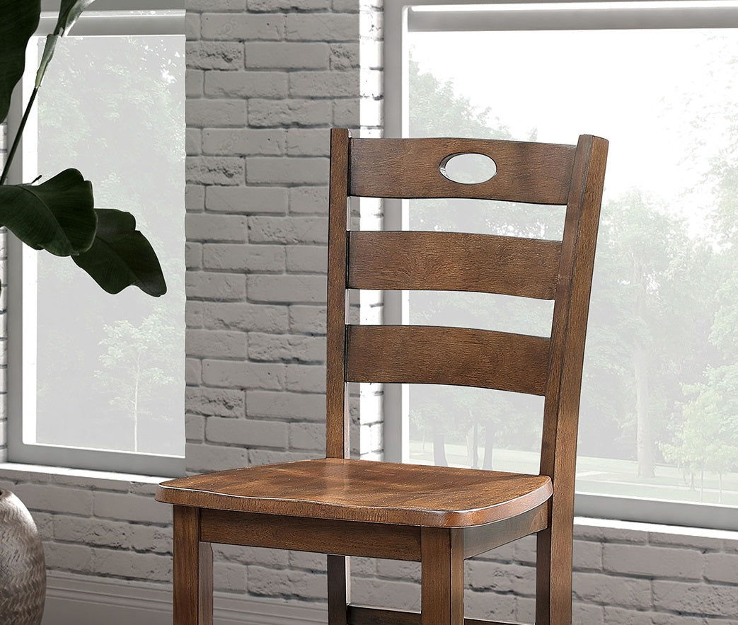 5pc Square Walnut Solid Wood Dining Table Set for Dining Room