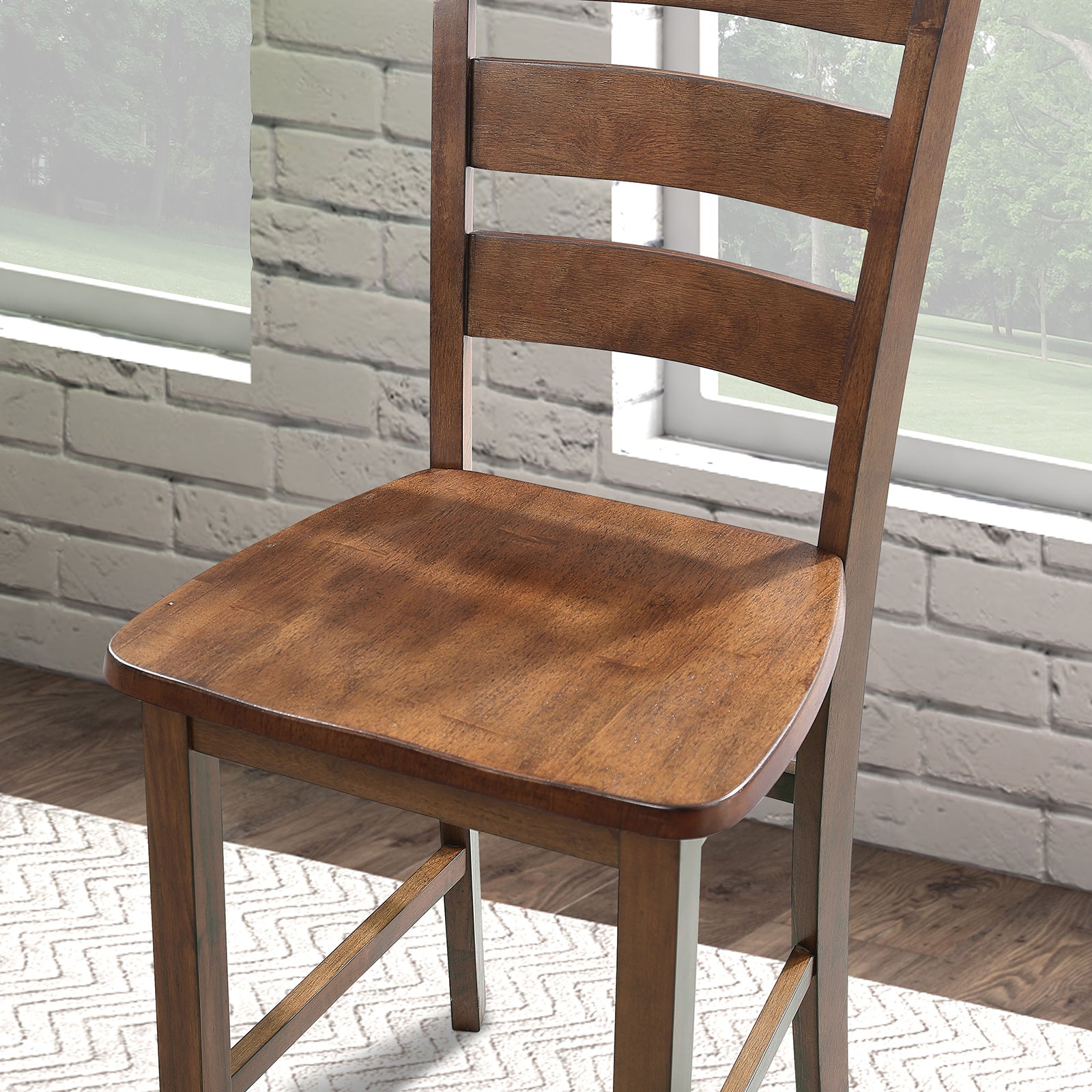 5pc Square Walnut Solid Wood Dining Table Set for Dining Room