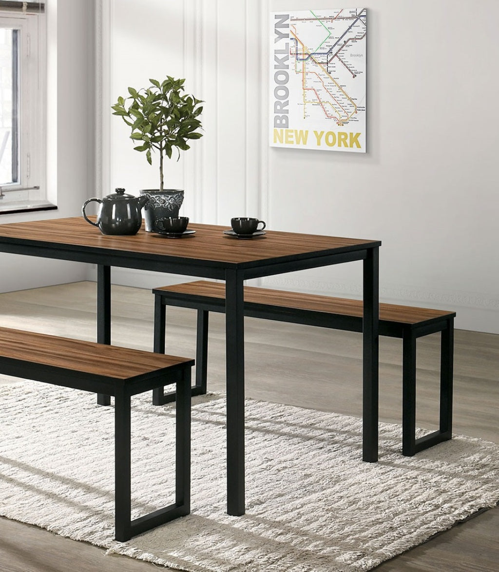 Industrial Rectangular Dining Table Set - 4 Seats