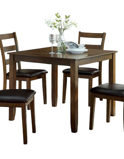 Dark Brown Leather Dining Table Set - Seats 4