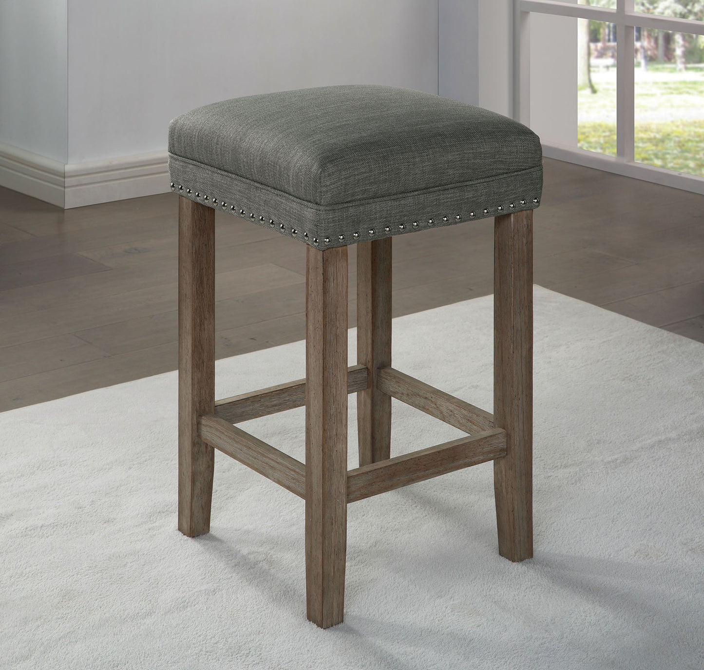 Gray Rectangular Dining Table Set - 2 Seats, Solid Wood