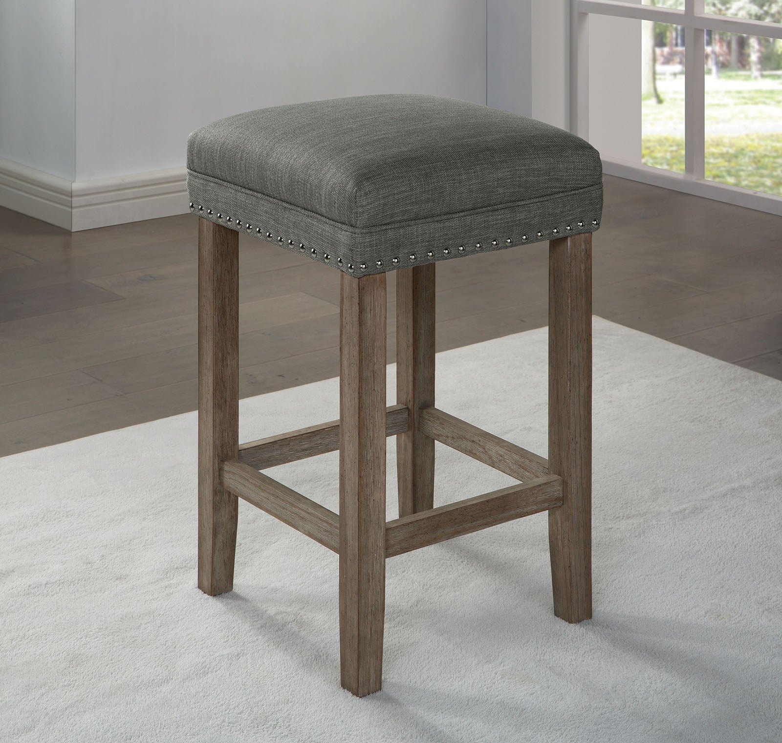 Gray Rectangular Dining Table Set - 2 Seats, Solid Wood
