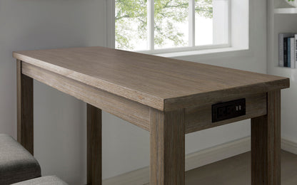 Gray Rectangular Dining Table Set - 2 Seats, Solid Wood