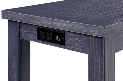 Antique Blue Gray Solid Wood Dining Table Set 4 Piece