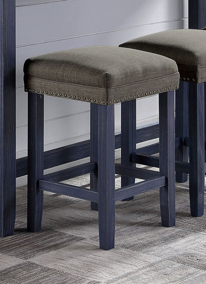 Antique Blue Gray Solid Wood Dining Table Set 4 Piece