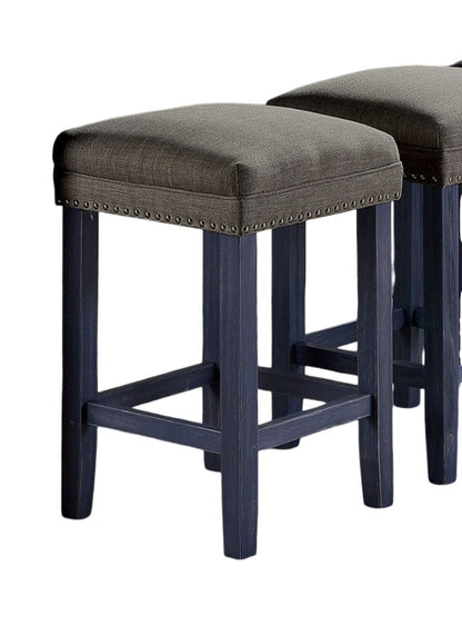 Antique Blue Gray Solid Wood Dining Table Set 4 Piece