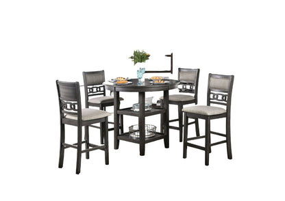 Gray Round Dining Table Set - Seats 4, Transitional Style