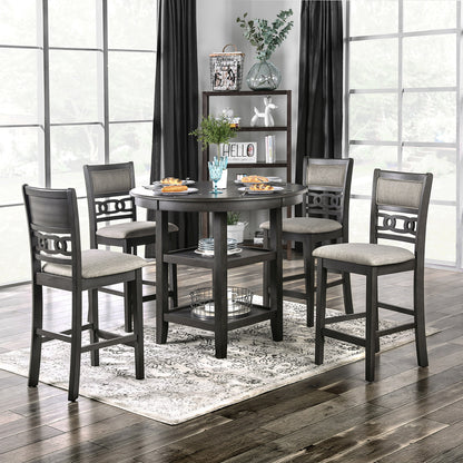 Gray Round Dining Table Set - Seats 4, Transitional Style