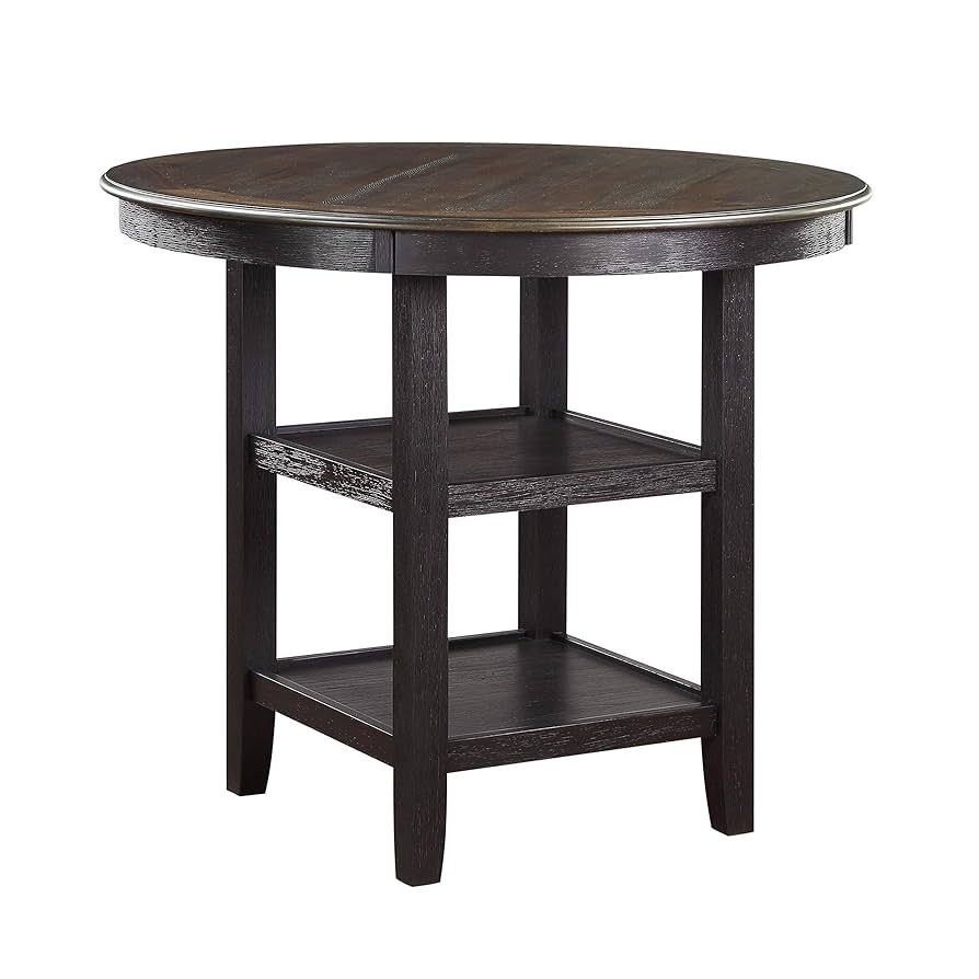 Gray Round Dining Table Set - Seats 4, Transitional Style