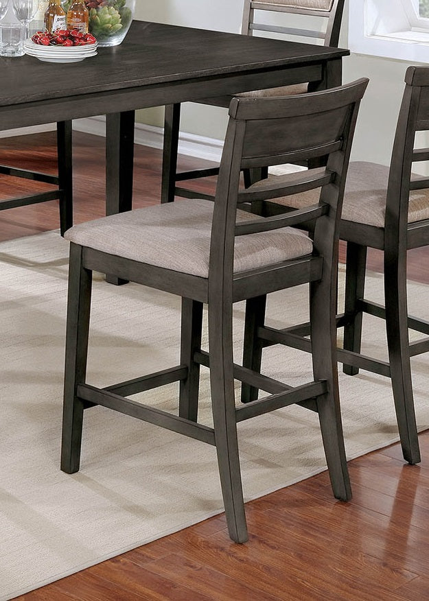 7 Piece Beige Gray Dining Table Set - Seats 6