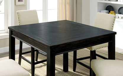Rustic Square Dining Table Set - Seats 4 Antique Black