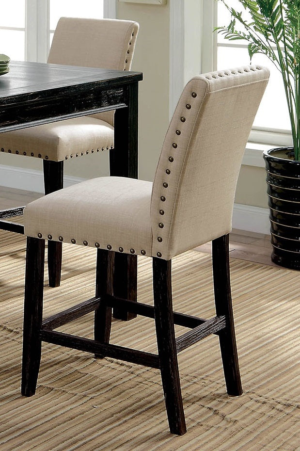 Rustic Square Dining Table Set - Seats 4 Antique Black