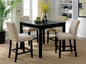Rustic Style 5pc Counter Height Dining Table Set 1x Table 4x Chairs Fabric Chairs Bold Distressed Detail Nailhead Trim Antique Black Finish