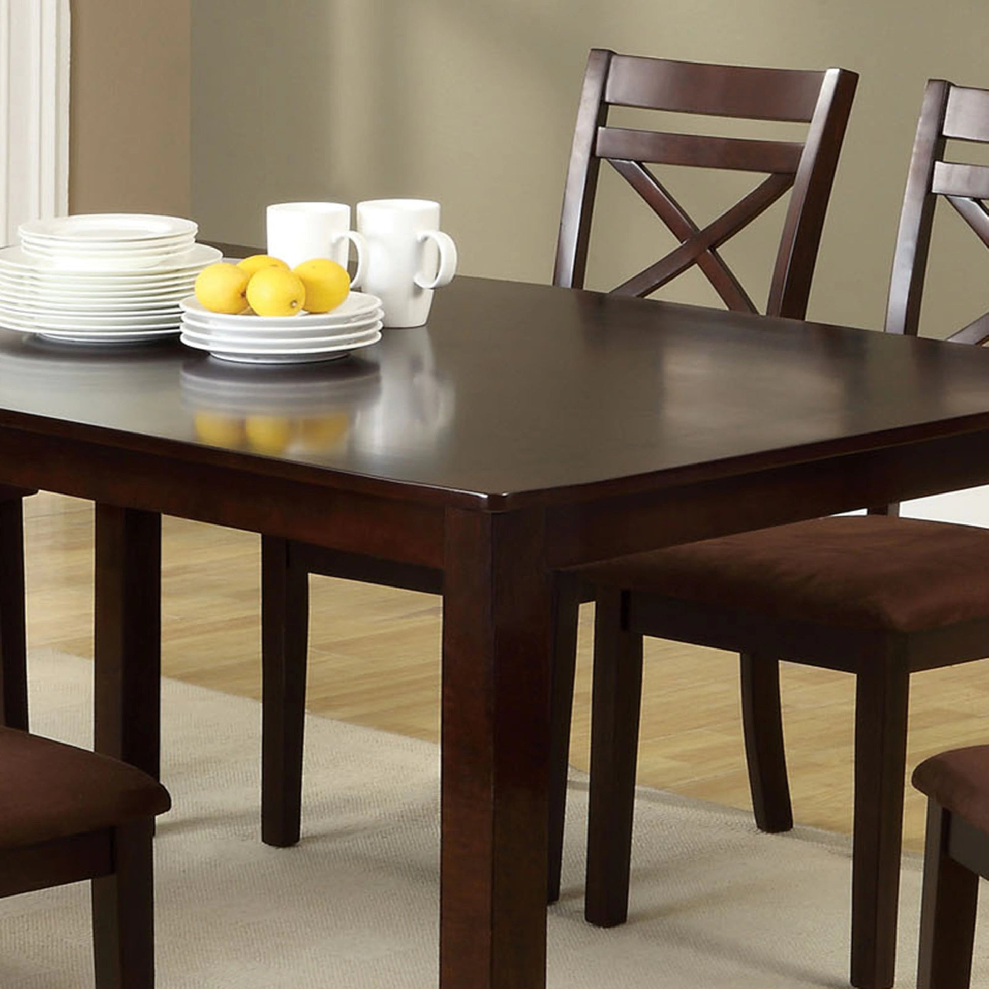 Espresso 6-Person Rectangular Dining Table Set