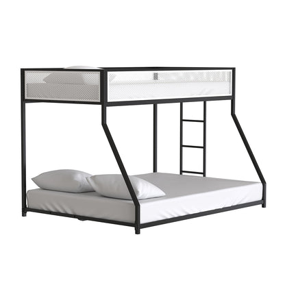 Twin Over Full Metal Bunk Bed - Matte Black/White for Bedroom