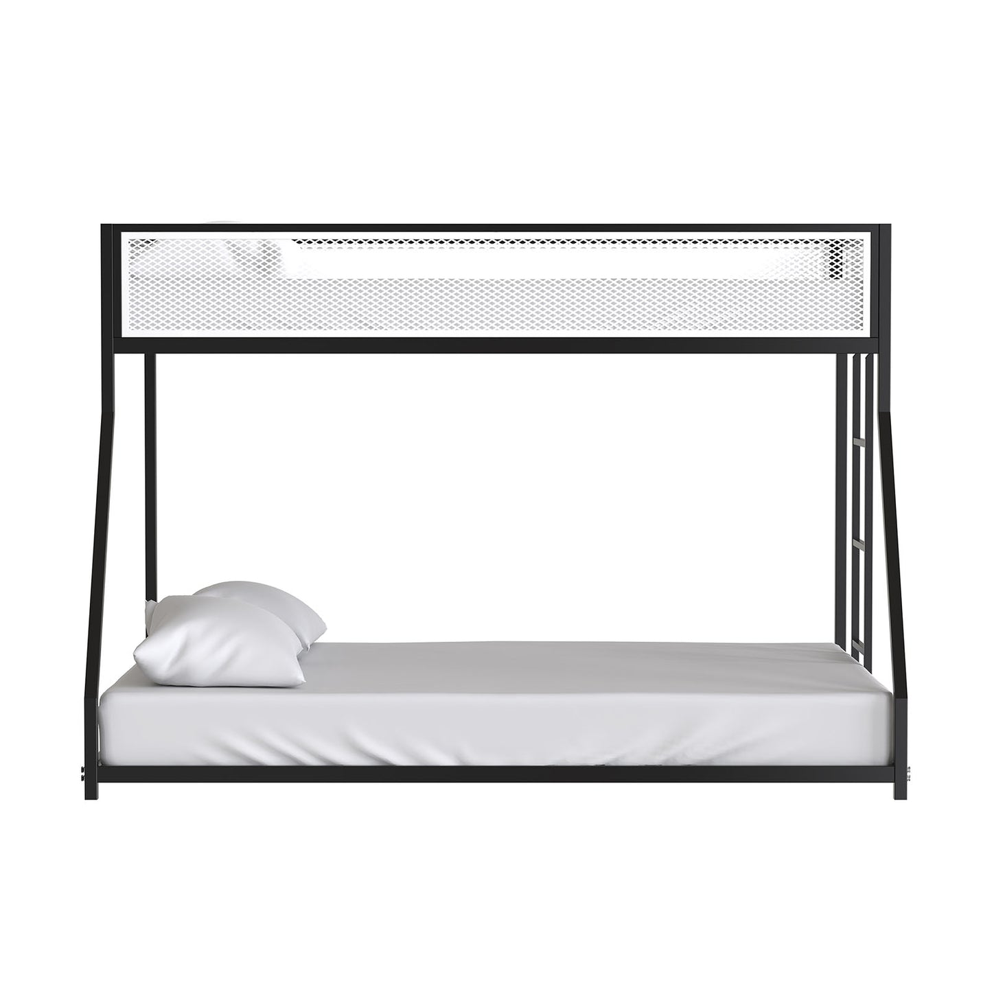 Twin Over Full Metal Bunk Bed - Matte Black/White for Bedroom