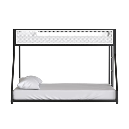 Twin Over Full Metal Bunk Bed - Matte Black/White for Bedroom