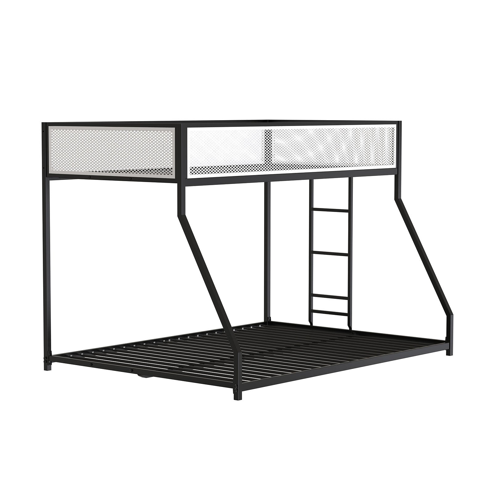 Twin Over Full Metal Bunk Bed - Matte Black/White for Bedroom