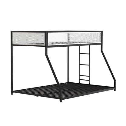 Twin Over Full Metal Bunk Bed - Matte Black/White for Bedroom