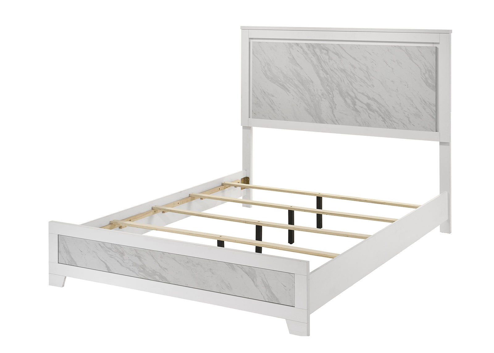 Contemporary White Queen Bed - Box Spring Required