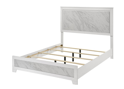Contemporary White Queen Bed - Box Spring Required