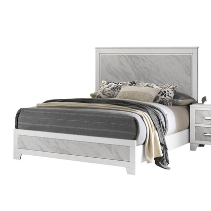 Contemporary White Queen Bed - Box Spring Required