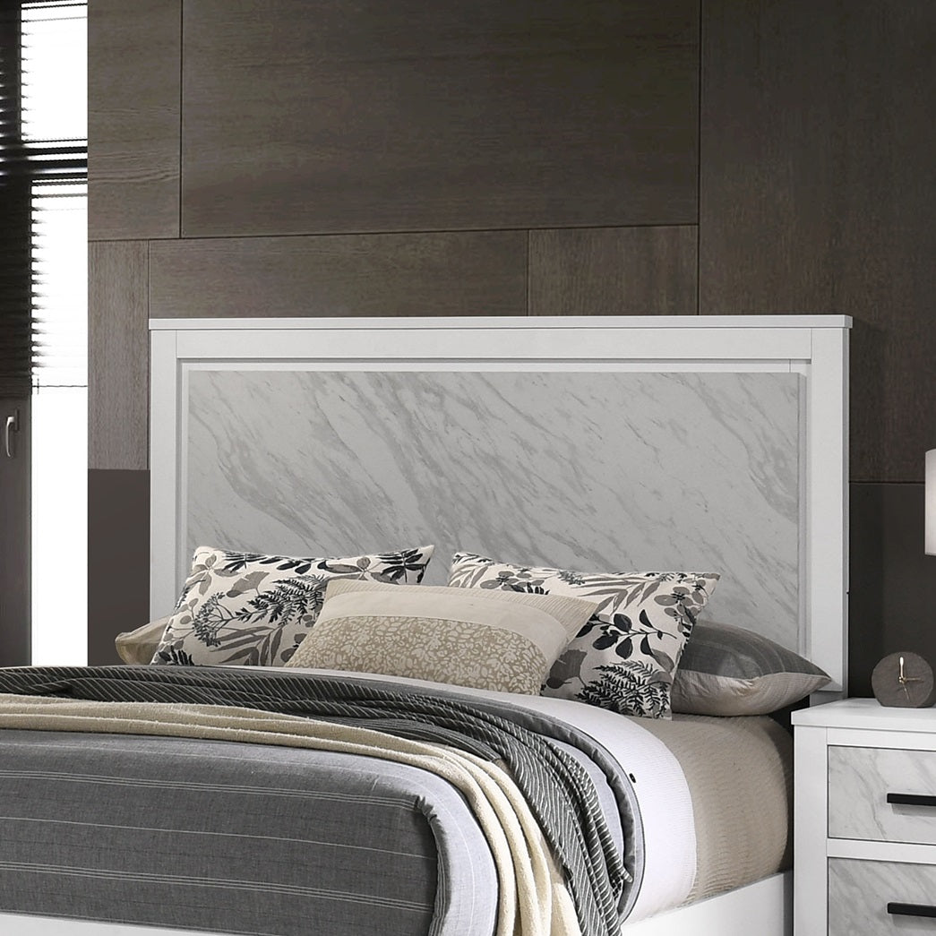 Contemporary White Queen Bed - Box Spring Required