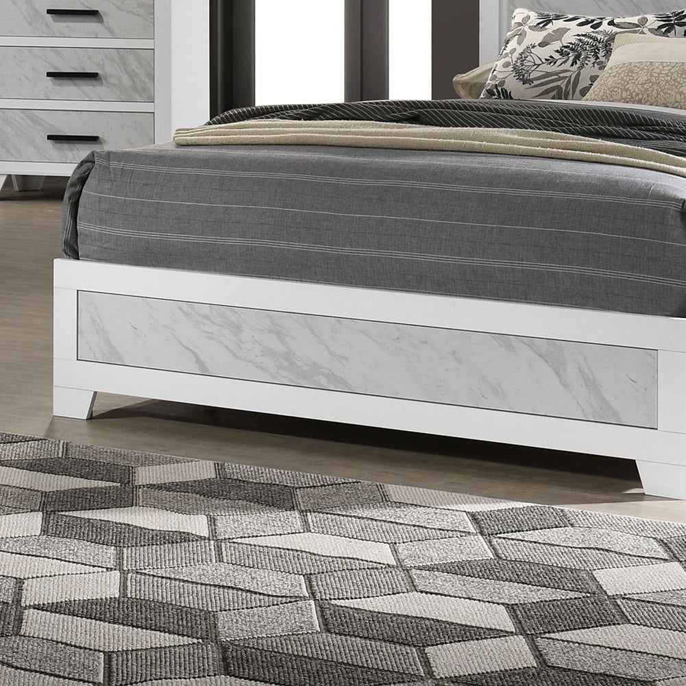 Contemporary White Queen Bed - Box Spring Required