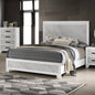 Contemporary White Color 1pc Queen Size Bed Beautiful Faux Marble Look Panel HB FB Bedroom Furniture
