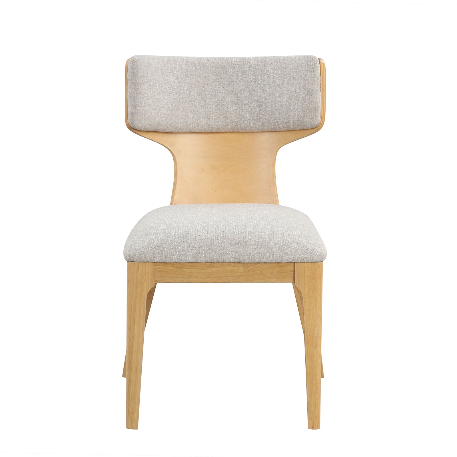 Contemporary Dining Chairs - Natural Fabric & Curved Wood
