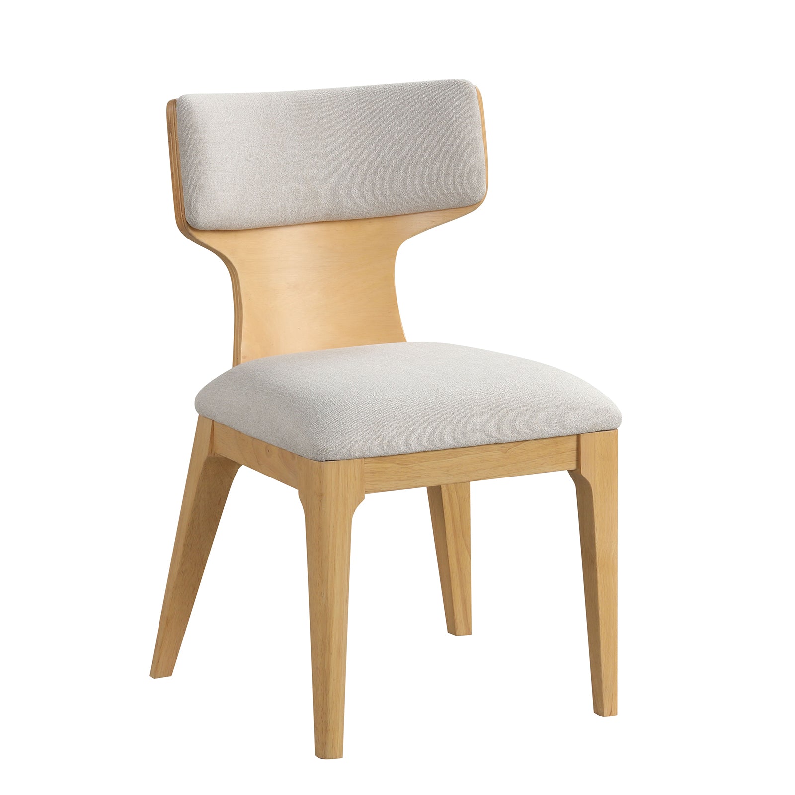 Contemporary Dining Chairs - Natural Fabric & Curved Wood