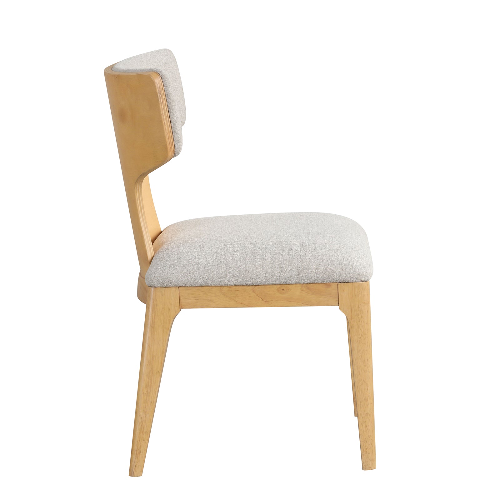 Contemporary Dining Chairs - Natural Fabric & Curved Wood