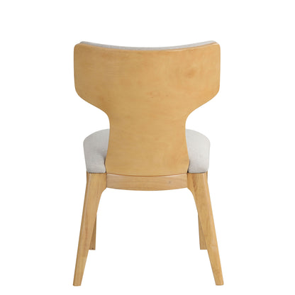 Contemporary Dining Chairs - Natural Fabric & Curved Wood