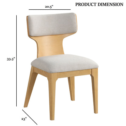 Contemporary Dining Chairs - Natural Fabric & Curved Wood