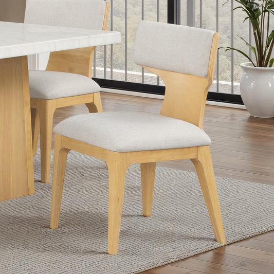 Contemporary Style 2pc Dining Chair Curved Wood Backrest Natural Finish Dining Furniture