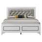 Contemporary White Finish Queen Size Platform Bed w LED Light Headboard Gray PU Upholstered Wooden Bedroom Furniture 1pc