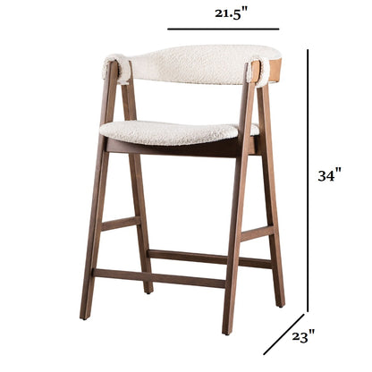 Beige Walnut Mid-Century Modern Dining Chairs - 2 Piece Set