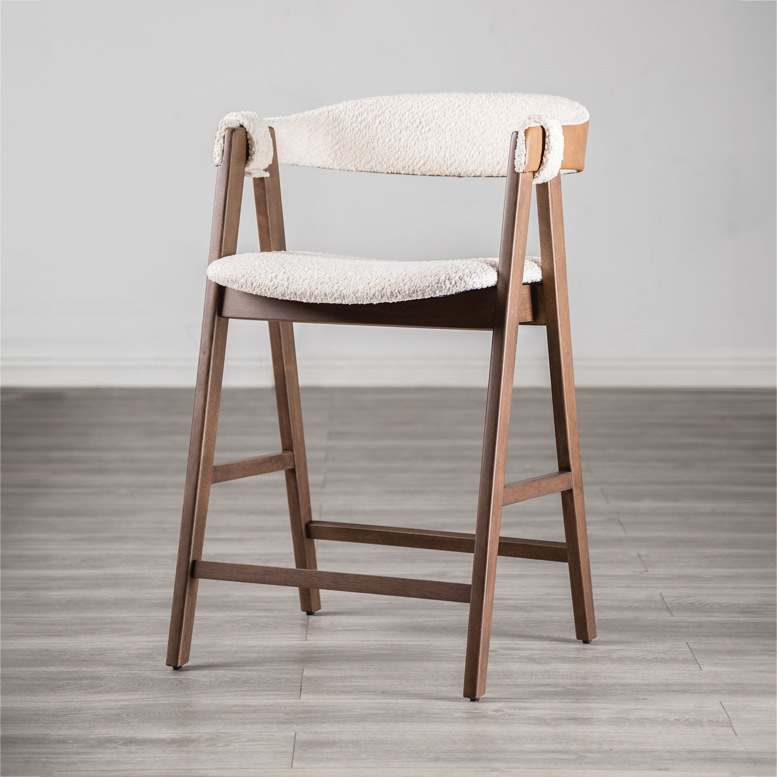 Beige Walnut Mid-Century Modern Dining Chairs - 2 Piece Set